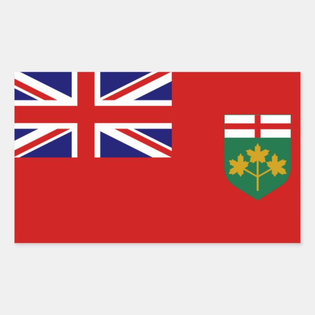 Pegatina Rectangular Bandera de Ontario (Anverso)
