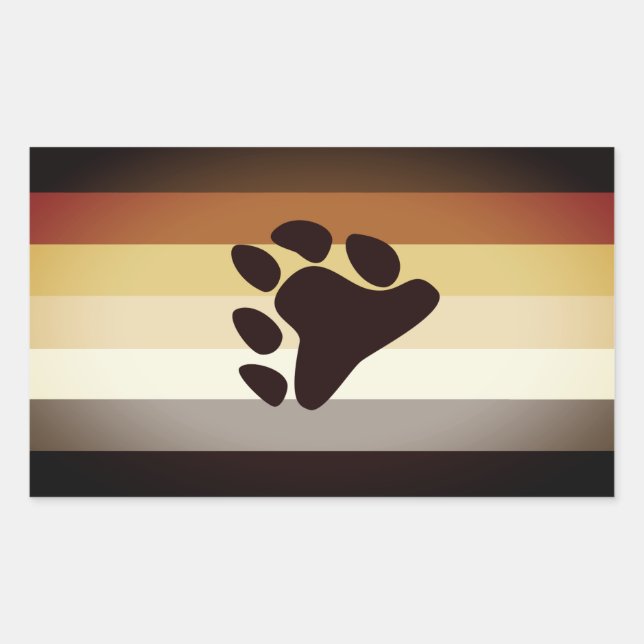 Pegatina Rectangular Bandera de Orgullo de Oso y Pata (Anverso)
