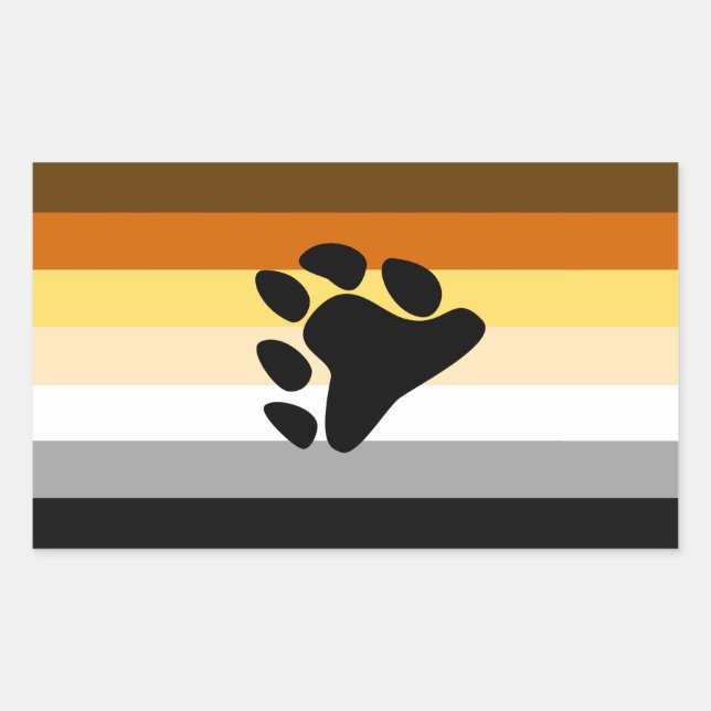 Pegatina Rectangular Bandera de Orgullo de Oso y Pata (Anverso)