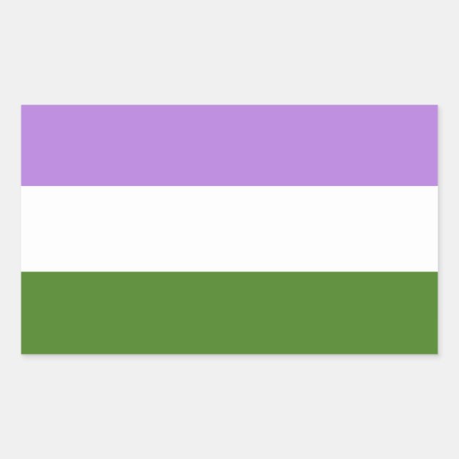 Pegatina Rectangular Bandera de orgullo genderqueer (Anverso)