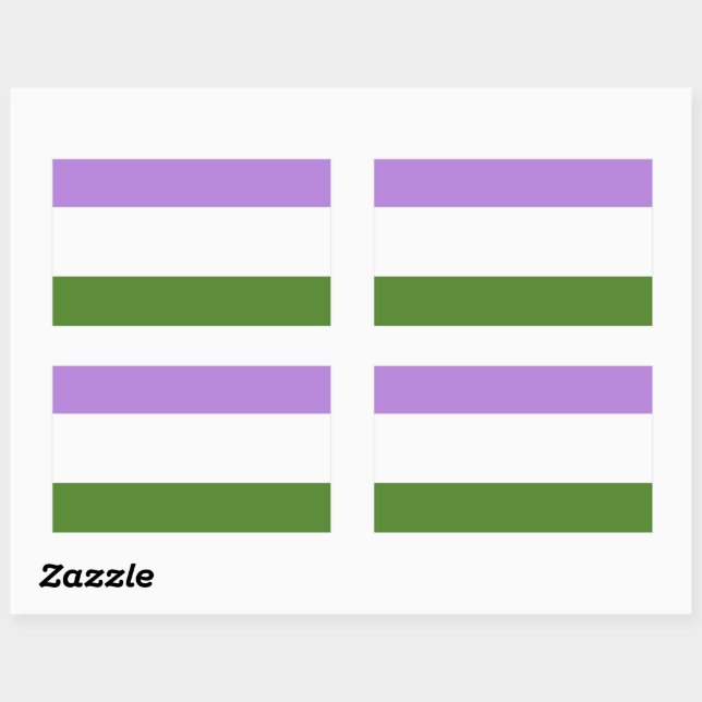 Pegatina Rectangular Bandera de orgullo Genderqueer (Hoja)