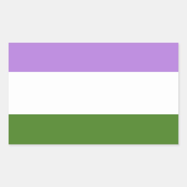 Pegatina Rectangular Bandera de orgullo genderqueer (Anverso)