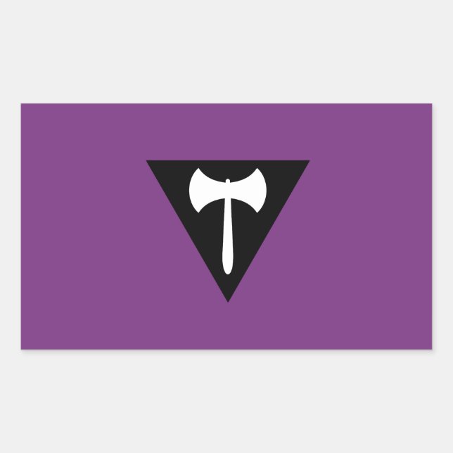 Pegatina Rectangular Bandera de orgullo Labrys lésbico (Anverso)