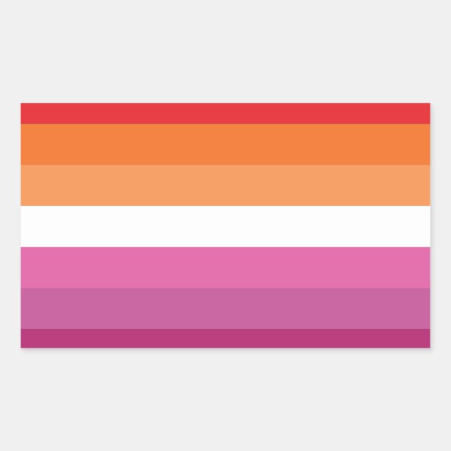 Pegatina Rectangular Bandera de Orgullo Lesbiano (Anverso)