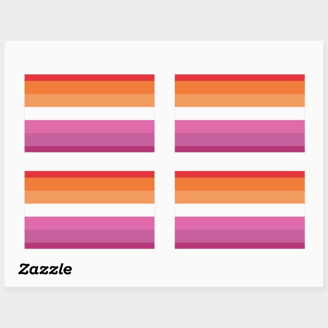 Pegatina Rectangular Bandera de Orgullo Lesbiano (Hoja)