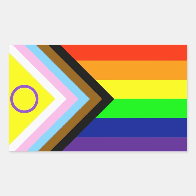 PEGATINA RECTANGULAR BANDERA DE ORGULLO LGBTQI (Anverso)