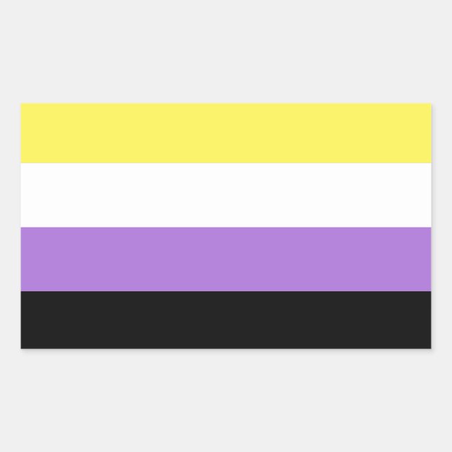 Pegatina Rectangular Bandera de Orgullo no binaria (Anverso)