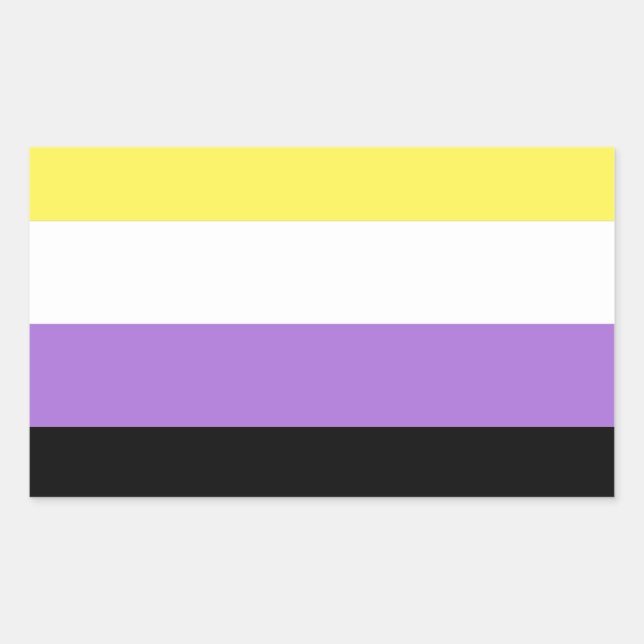 Pegatina Rectangular Bandera de Orgullo No Binario (Anverso)
