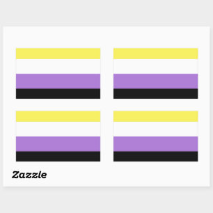 Pegatina Rectangular Bandera de Orgullo No Binario