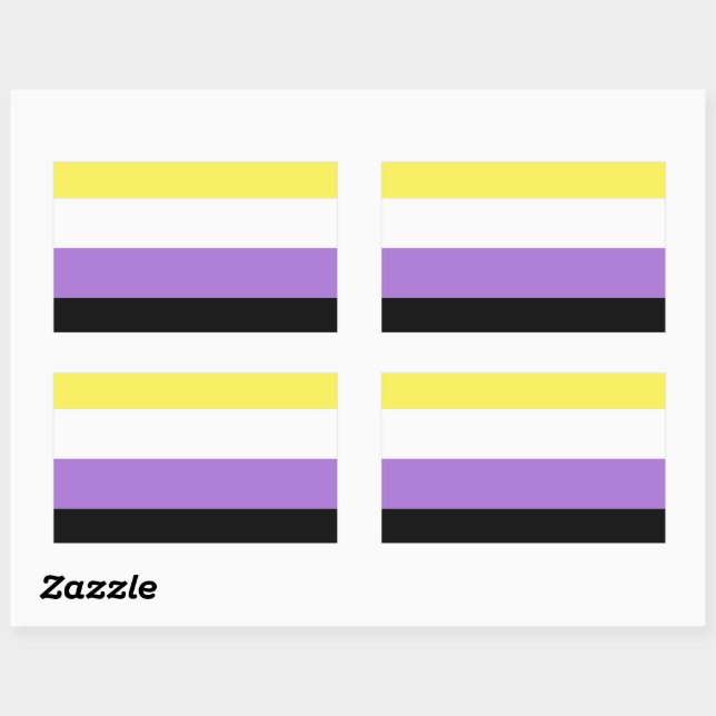 Pegatina Rectangular Bandera de Orgullo No Binario (Hoja)