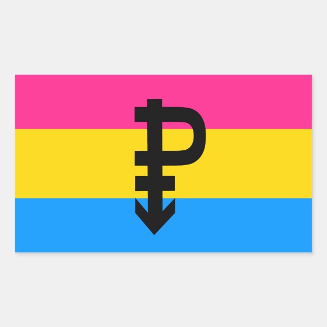 Pegatina Rectangular Bandera de Orgullo Pansexual (Anverso)