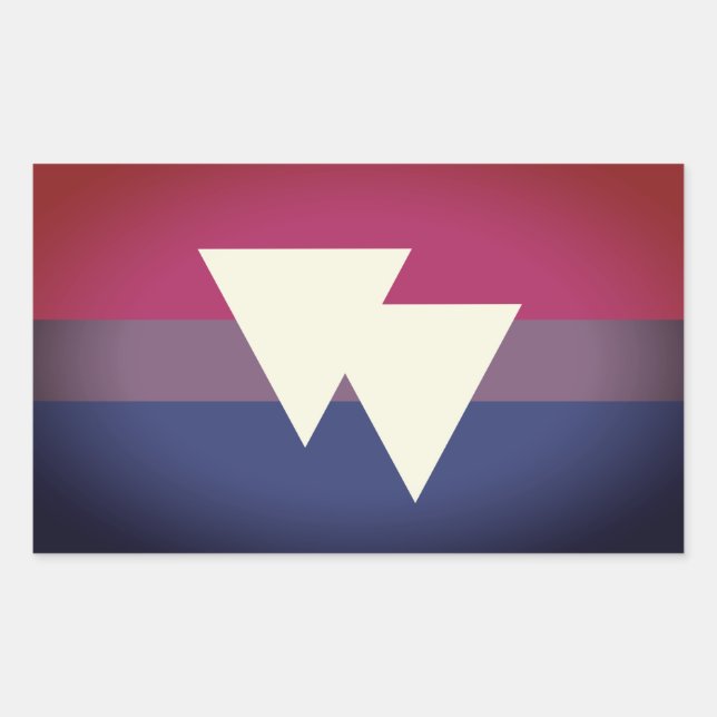 Pegatina Rectangular Bandera de Orgullo y Símbolo Bisexual - (Anverso)