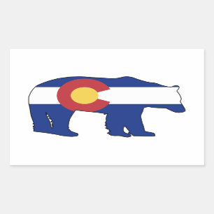 Pegatina Rectangular Bandera de oso de Colorado