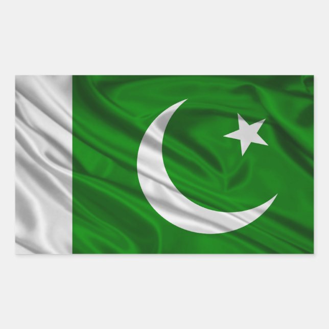 Pegatina Rectangular Bandera de Pakistán (Anverso)