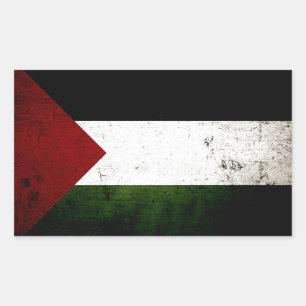 Pegatina Rectangular Bandera de Palestina Grunge Negra
