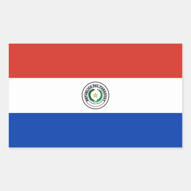 Pegatina Rectangular Bandera de Paraguay (Anverso)