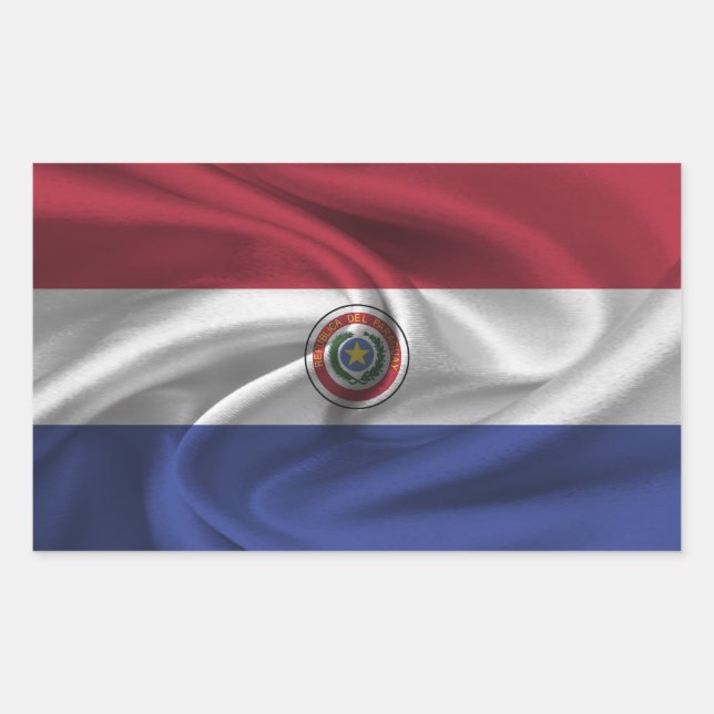 Pegatina Rectangular Bandera de Paraguay (Anverso)
