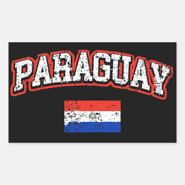 Pegatina Rectangular Bandera de Paraguay (Anverso)