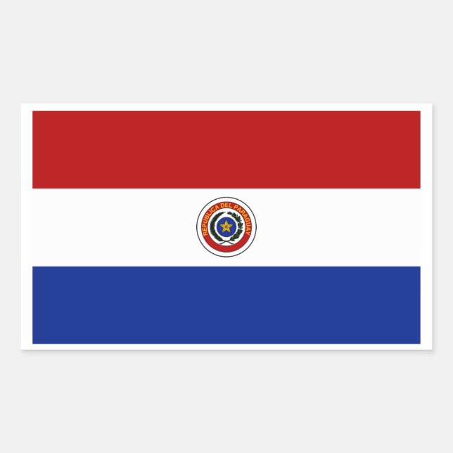 Pegatina Rectangular Bandera de Paraguay (Anverso)