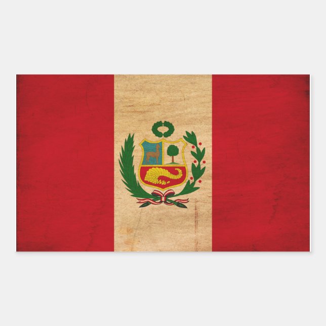 Pegatina Rectangular Bandera de Perú (Anverso)