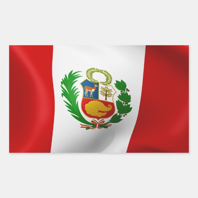 Pegatina Rectangular Bandera de Perú (Anverso)