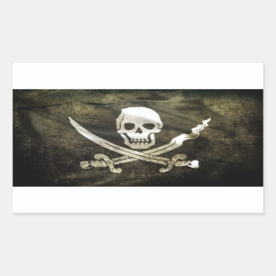 Pegatina Rectangular Bandera de pirata