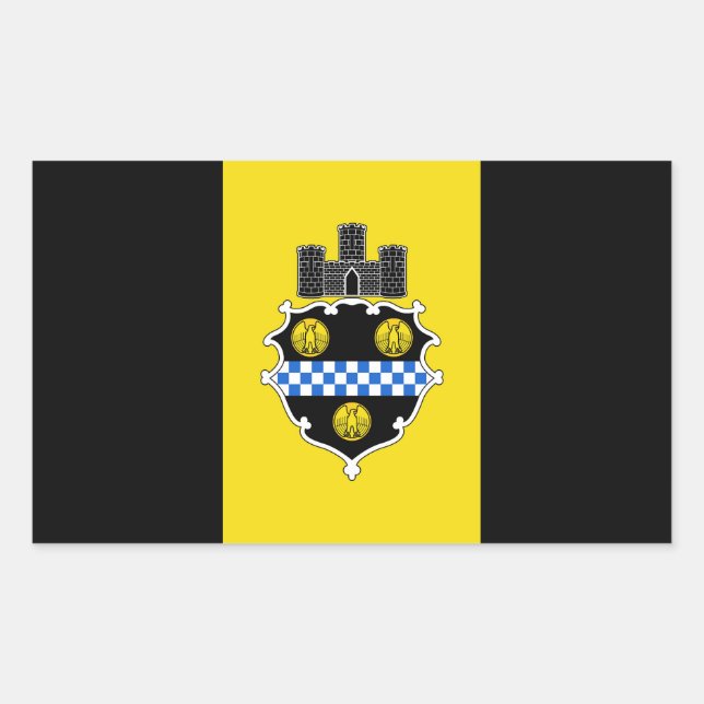 Pegatina Rectangular Bandera de Pittsburgh Pennsylvania (Anverso)
