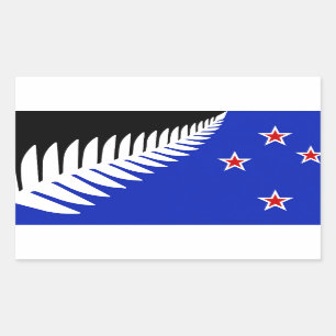Pegatina Rectangular Bandera de plata de Nueva Zelanda