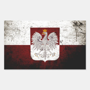Pegatina Rectangular Bandera de Polonia Grunge Negro