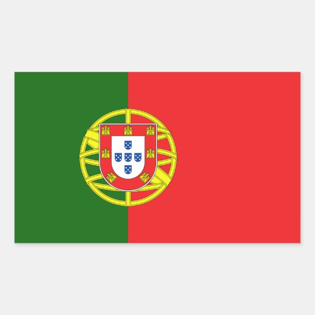 Pegatina Rectangular Bandera de Portugal (Anverso)
