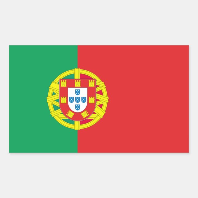 Pegatina Rectangular Bandera de Portugal (Anverso)