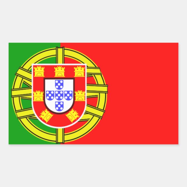 Pegatina Rectangular Bandera de Portugal (Anverso)