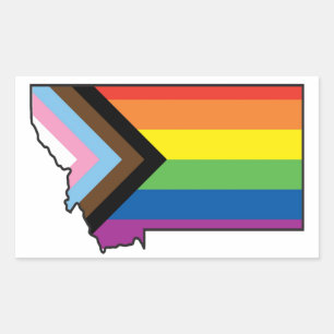 Pegatina Rectangular Bandera de progreso de Montana