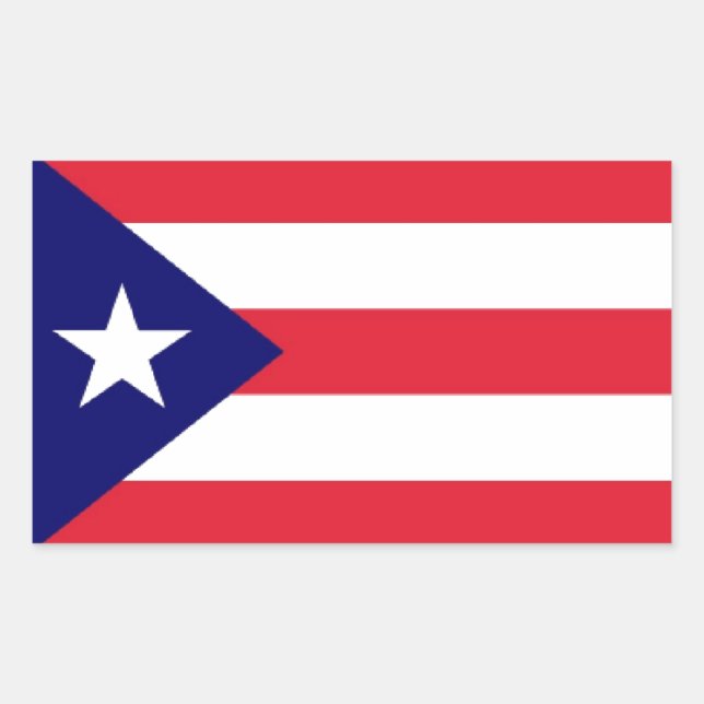 Pegatina Rectangular Bandera de Puerto Rico (Anverso)