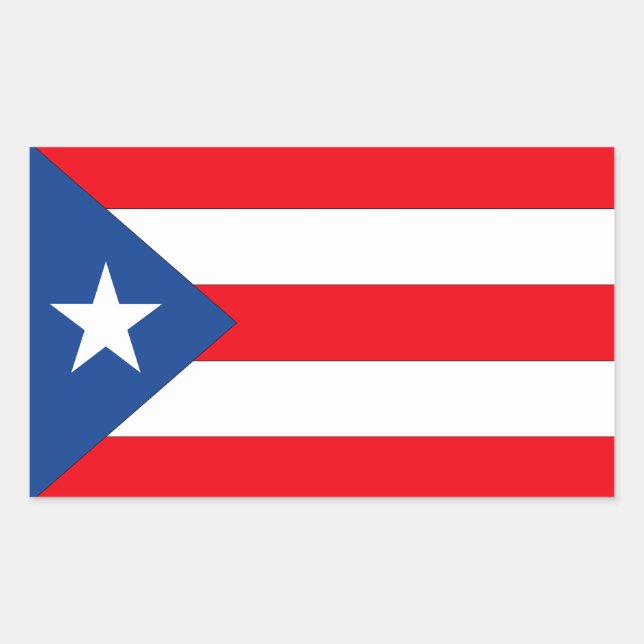 Pegatina Rectangular Bandera de Puerto Rico (Anverso)