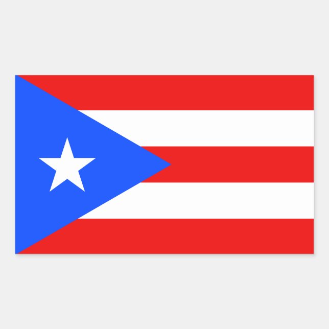 Pegatina Rectangular Bandera de Puerto Rico (Anverso)