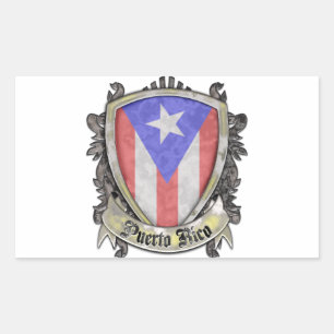 Pegatina Rectangular Bandera de Puerto Rico - escudo del escudo