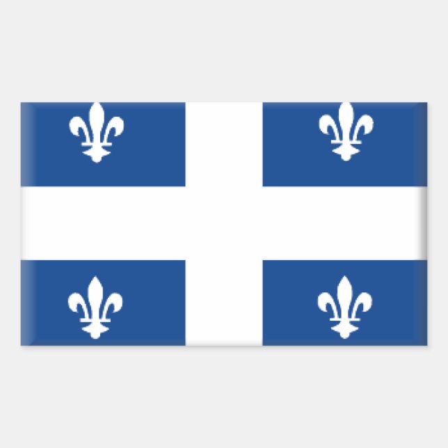 Pegatina Rectangular Bandera de Quebec (Canadá) (Anverso)
