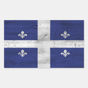 Pegatina Rectangular Bandera de Quebec estilo grunge erosionado