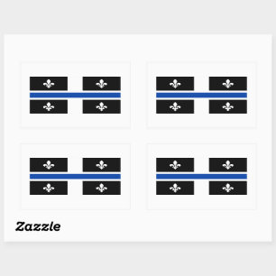 Pegatina Rectangular Bandera de Quebec Línea Azul Fleur de Lys Arte grá
