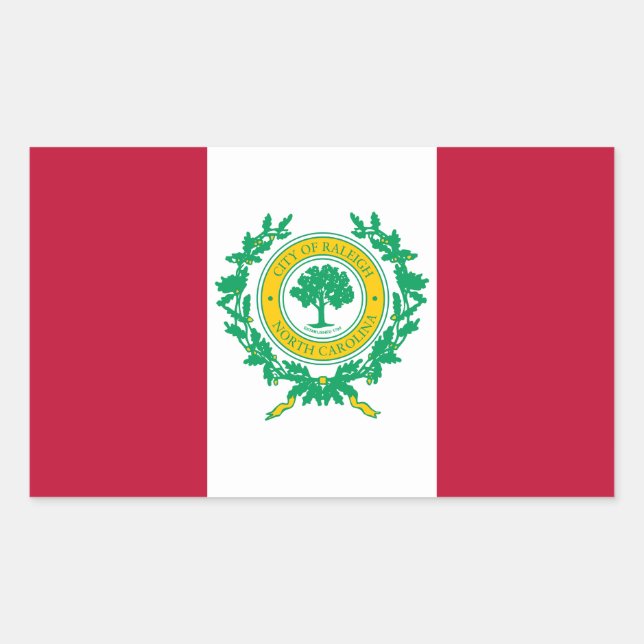 Pegatina Rectangular Bandera de Raleigh, Rectangular de Carolina del No (Anverso)
