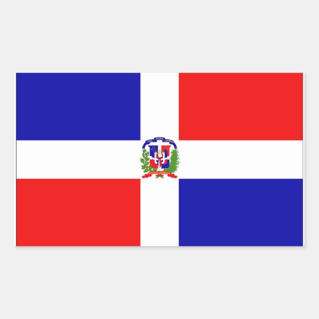 Pegatina Rectangular Bandera de República Dominicana (Anverso)