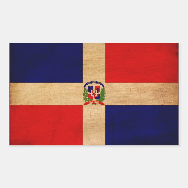 Pegatina Rectangular Bandera de República Dominicana (Anverso)