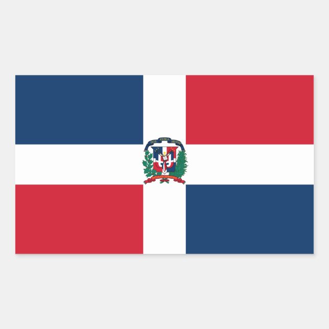 Pegatina Rectangular Bandera de República Dominicana (Anverso)