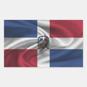 Pegatina Rectangular Bandera de República Dominicana