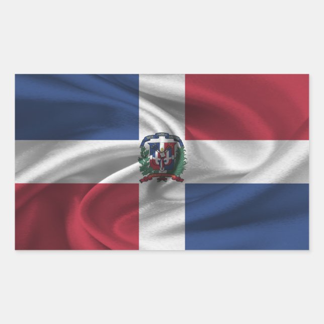 Pegatina Rectangular Bandera de República Dominicana (Anverso)