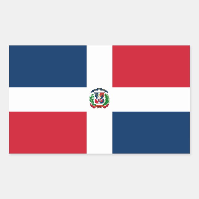 Pegatina Rectangular Bandera de República Dominicana (Anverso)