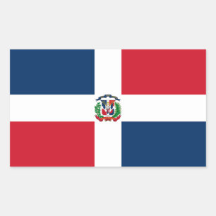 Pegatina Rectangular Bandera de República Dominicana