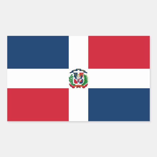 Pegatina Rectangular Bandera de República Dominicana (Anverso)