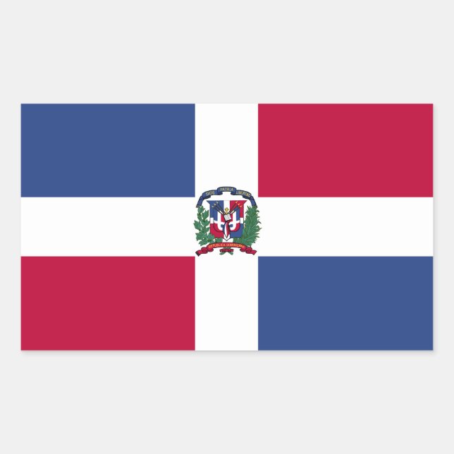 Pegatina Rectangular Bandera de República Dominicana (Anverso)
